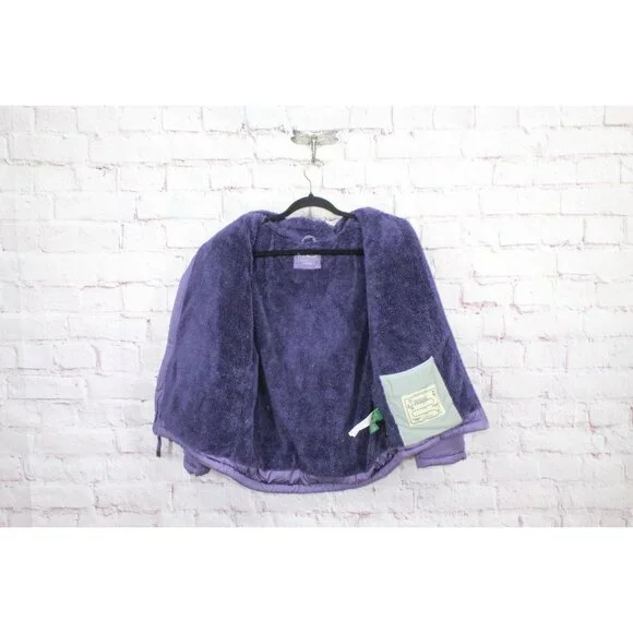 LL Bean Ultralight 650 Down Jacket Fleece Lined Quilted Purple Size L 14-16